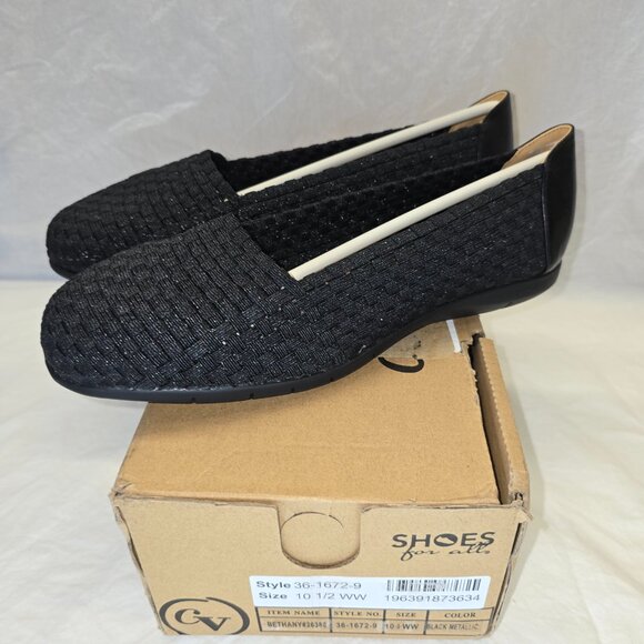 Comfortview Bethany Slip On Flats, Women's Size 10.5 WW in Metallic Black, NIB - Picture 3 of 6